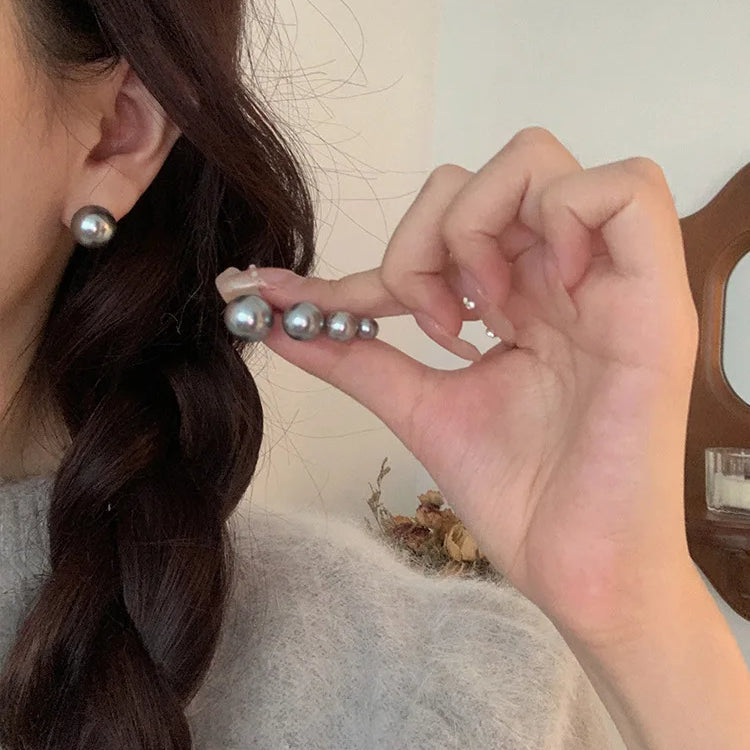 ALA Rising|L Gray Pearl Elegant Women Earing High Quality Unique Design Women Fashion Accessaries Office Lady Earing