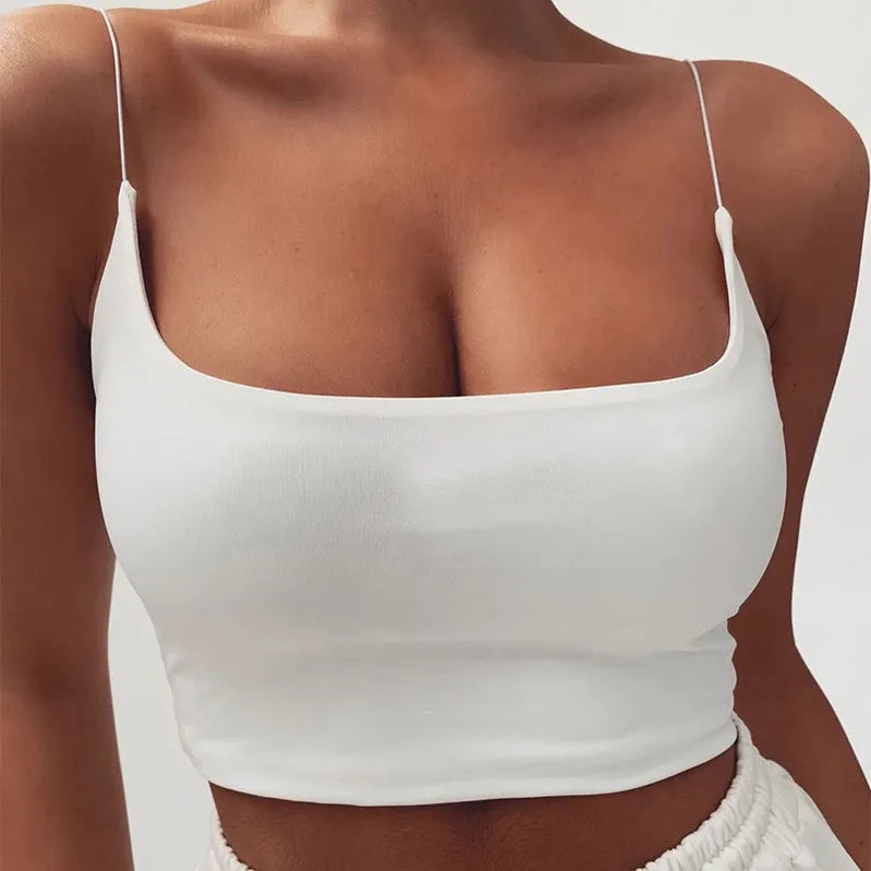 Womens Summer Camis Tanks Tops Sleeveless Cotton Bustier Unpadded Bandeau Bra Vest Crop Top Seamless Tees WHITE