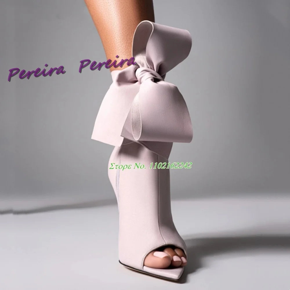 Black Knot Short Boots Concise Stiletto High Heels Side Zipper Women Shoes Soild Fashion Luxury Party Runway 2025 Autumn Shoe