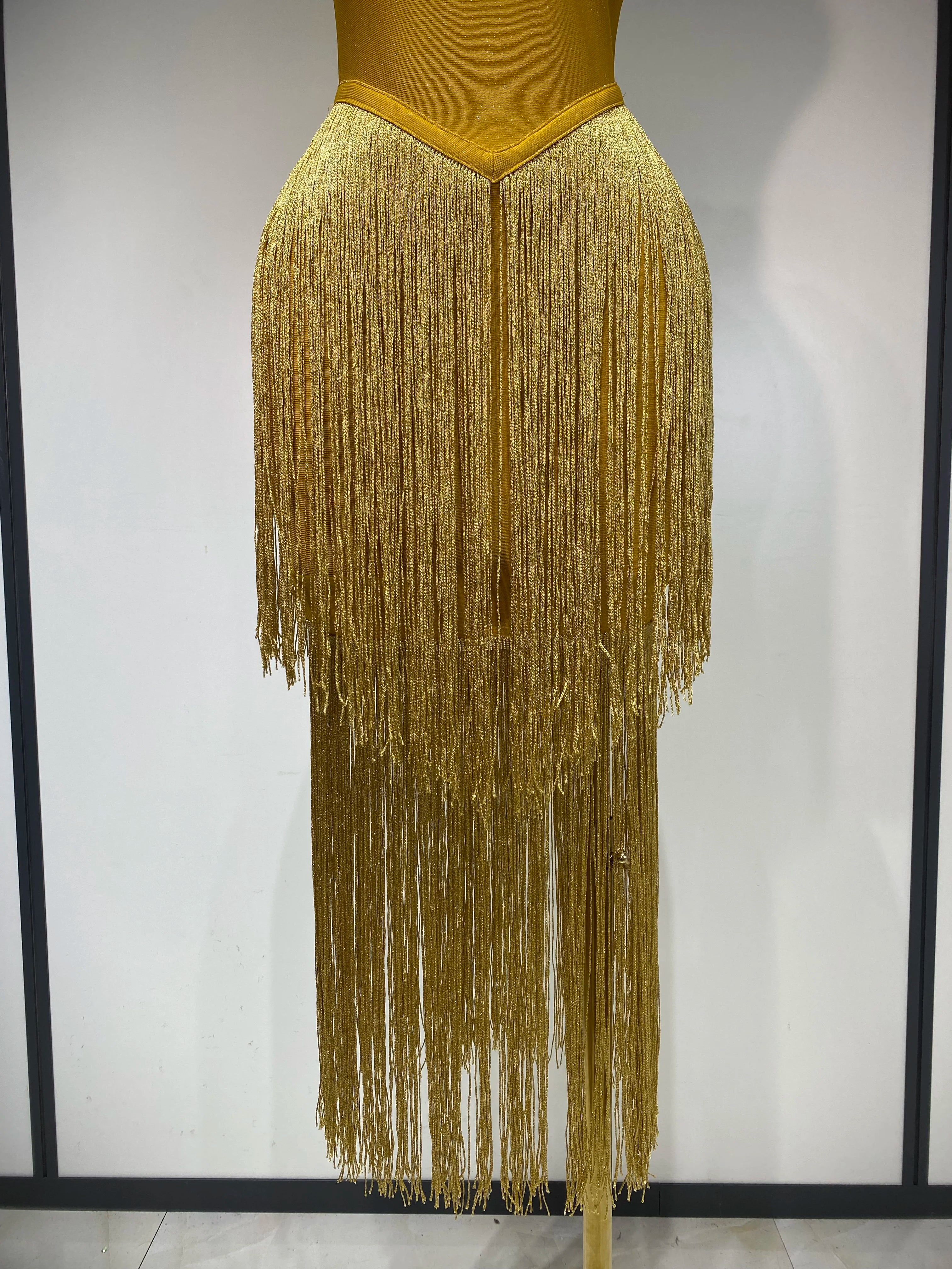 Sexy V Neck Yellow Tassels Women 2025 Prom Dress Sheath Sleeveless Party Gown Elegant Formal Luxury Birthday Club Dresses