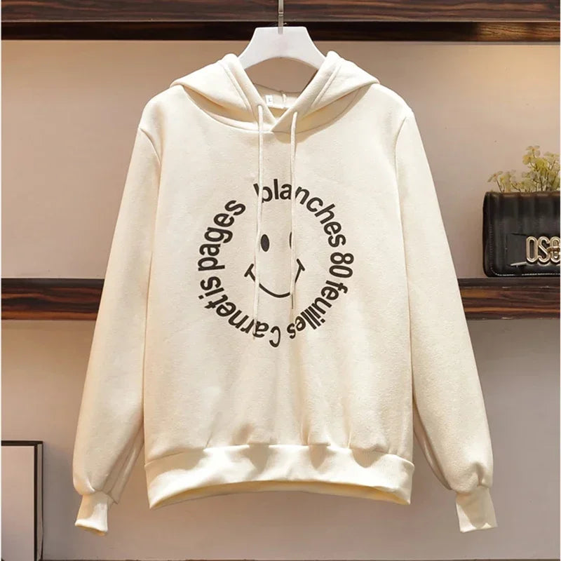 3 Piece Set Women Winter Vest + Hoddies + Pants 3PCS Outfits Loose Sweatsuit Thick Plus Velvet Warm Print Smile Casual Clothing