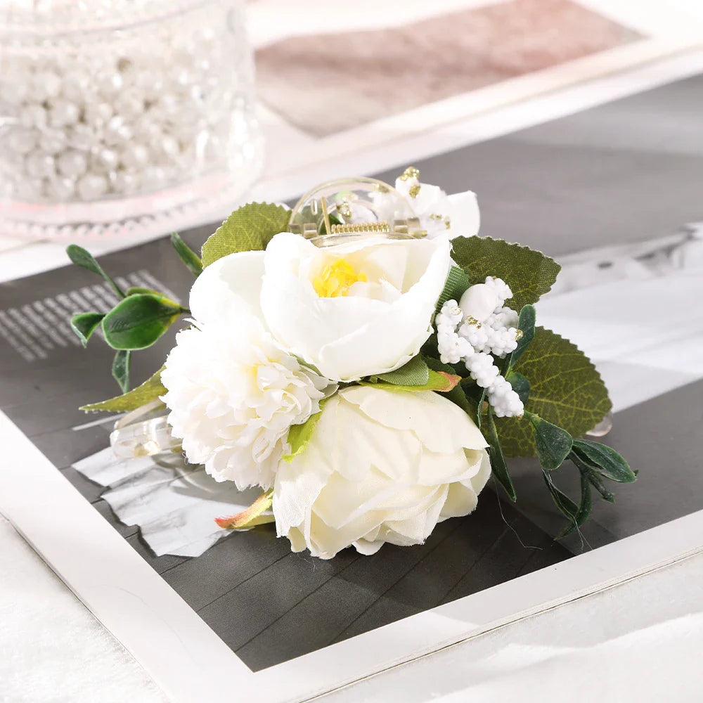 Haimeikang Large Size Flower Hair Clip Claws Hair Crab For Thick Hair Barrettes Hairpins Women Summer Fashion Hair Accessories 0409K-11cm