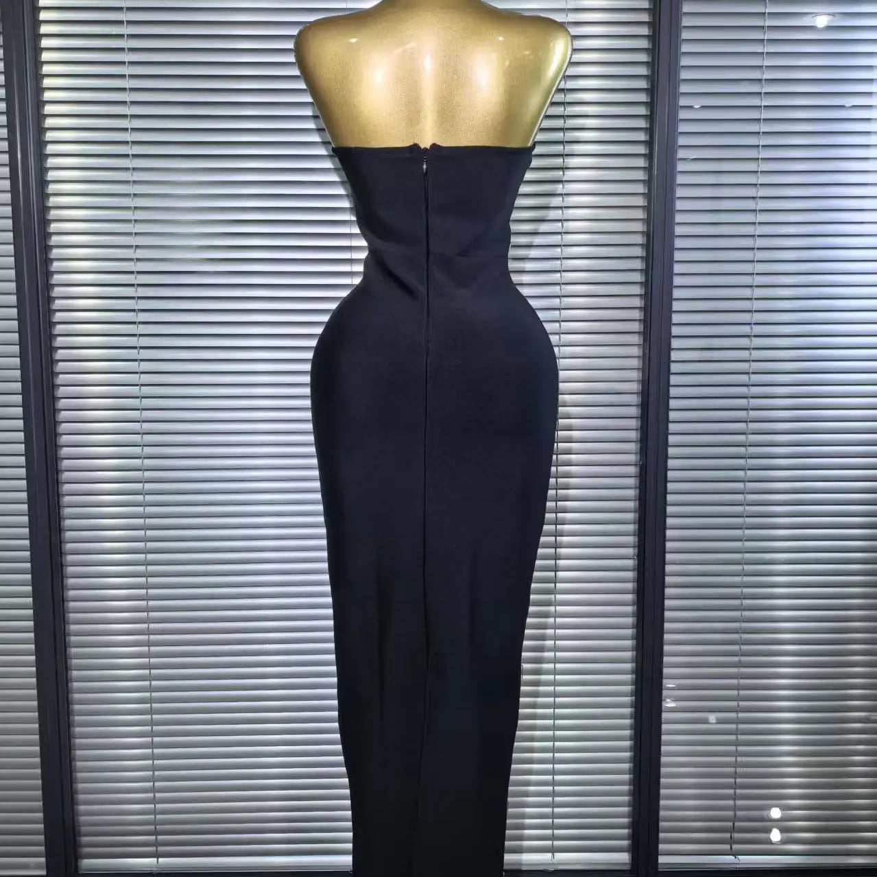 Women Sexy Strapless Shinning Crystal Bodycon Long Bandage Dress Elegant Evening Party Cockail Vacation Outfit