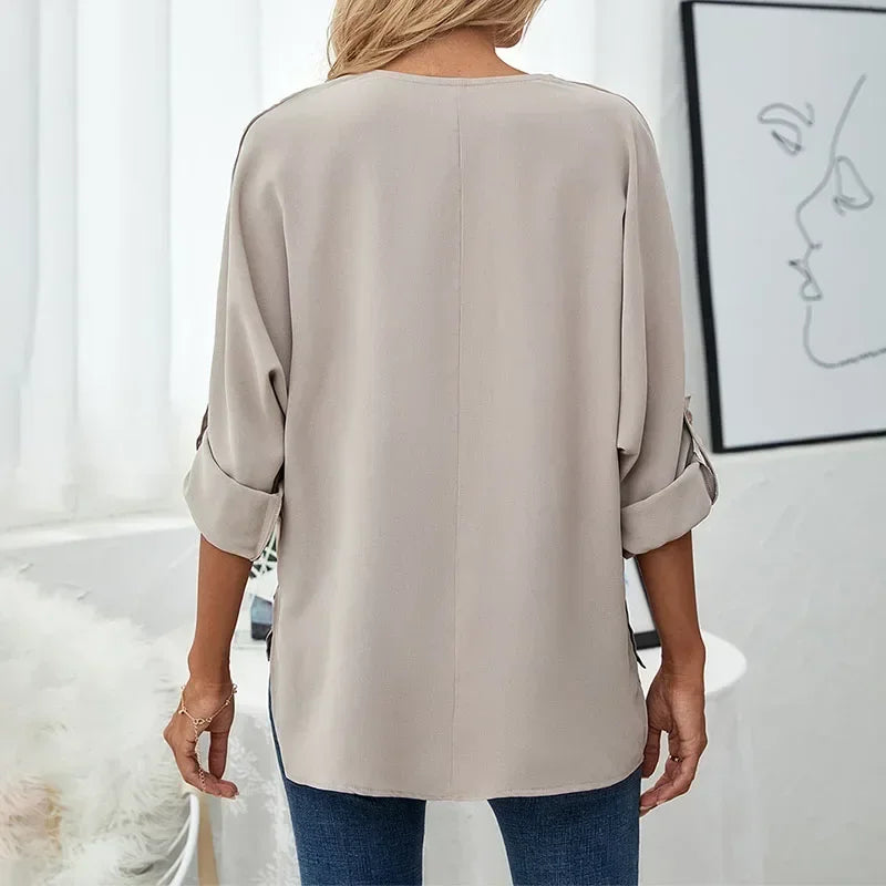 Solid Casual Loose Blouses For Women Fashion Autumn Vintage Women's Oversized Shirts And Blouses Elegant Youth Female Tops