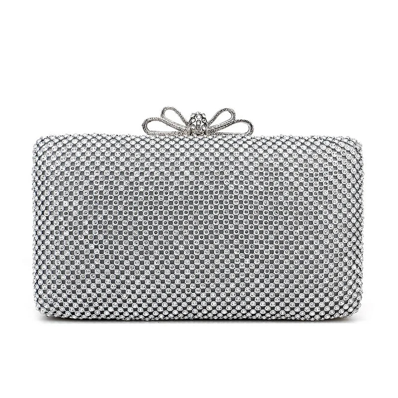 Rhinestones Women Bags Hollow Out Style Fashion Evening Bags Chain Shoulder Handbags Party Wedding Day Clutch Purse YM3211silver