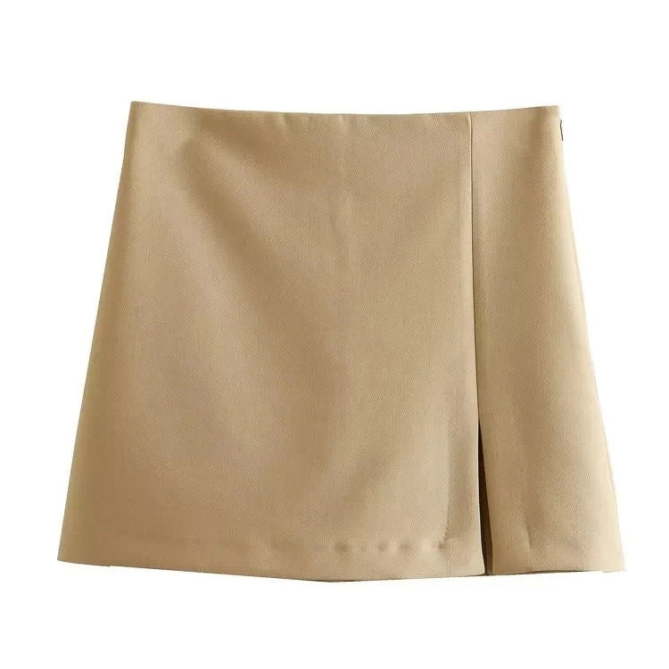 TRAF 2023 summer women's skirt shorts fashion retro high waist zipper side Y2K skirt women's fashion straight skirt shorts C