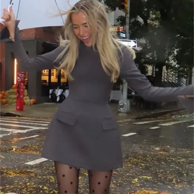 Elegant Long Sleeve Half Turtleneck Dress Women Sexy Autumn Spring Hip Package Skirts for Female Newest Slim Party Dresses