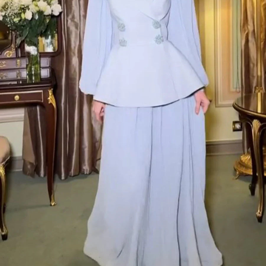 Slimming Two Piece Sets for Women Lapel Long Sleeves Spliced Double Bteasted Top Patchwork Mesh Skirt Female New