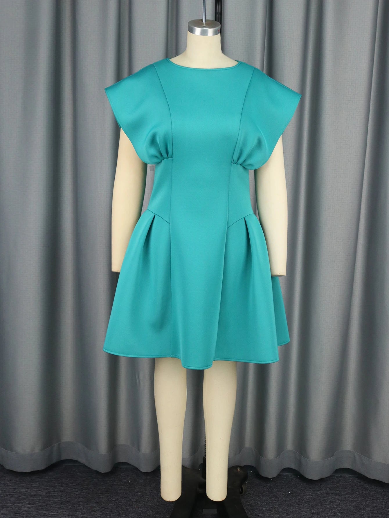 Green Sheath Dresses O Neck Short Flying Sleeve High Waist Slim Fit Office Lady Evening Cocktail Party Gowns Outfits 2024 New