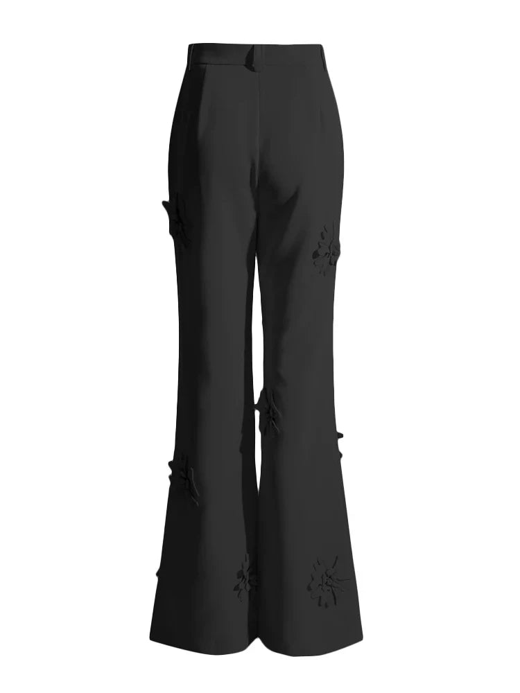 TWOTWINSTYLE Patchwork Appliques Long Trousers For Women High Waist Wide Leg Trouser Female Casual Fashion Clothing Spring