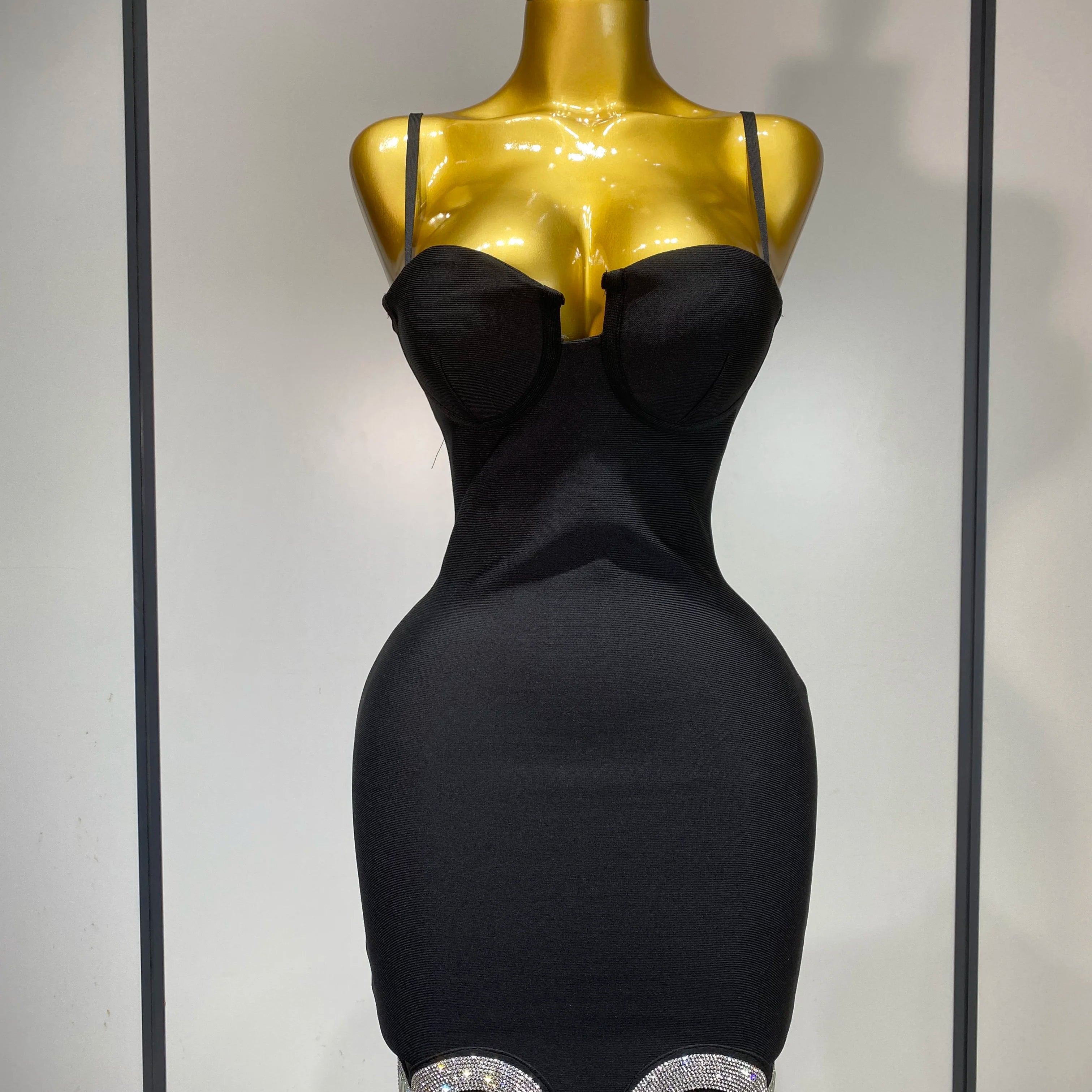 Women Fashion Sexy Backless Halter Black Midi Bodycon Bandage Dress 2025 Elegant Evening Club Luxury Birthday Party Dresses