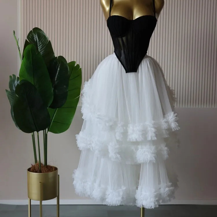 CM.YAYA Women's Dress Set Sleeveless Strap Tops and Pleated Tiered Skirts Suit Elegant Vacation Birthday Two 2 Piece Set Outfits