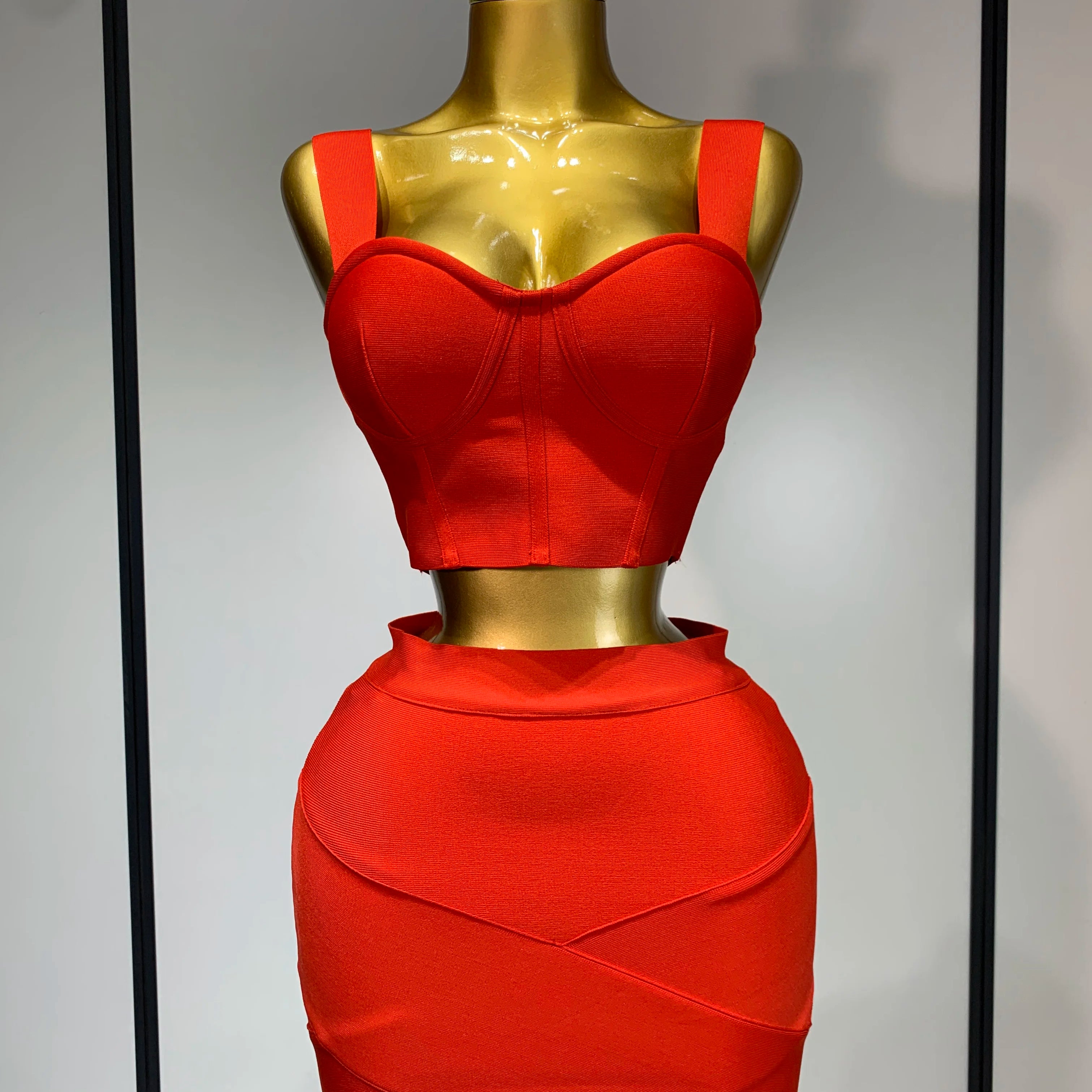 Women Sexy Backless Top Short Skirt Bodycon Bandage Two Pieces Sets 2025 Evening Party Luxury Birthday Outfit Nightclub Suits