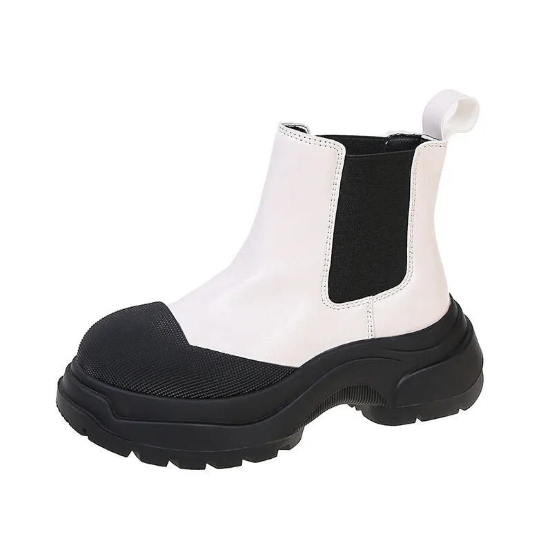 Women Ankle Mid Heels Chelsea Boots Gladiator Motorcycle Boots New Trend Winter Fashion Goth Shoes Walking Zapatos Mujer