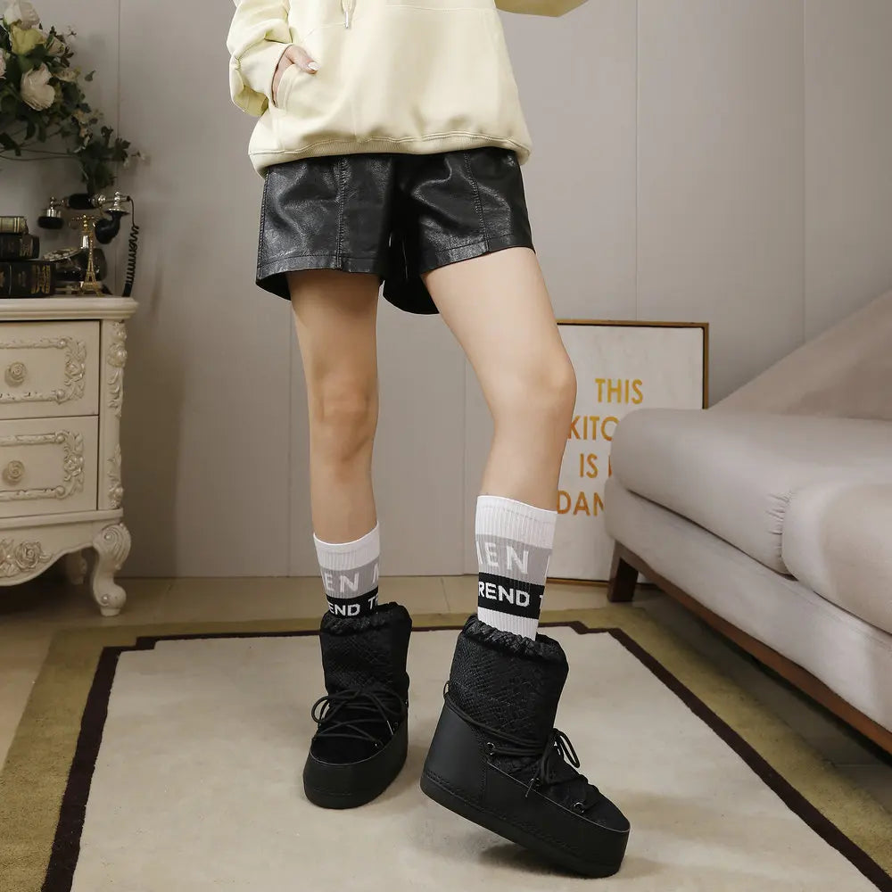 Women Snow Boots Winter Thick Cotton Shoes Female Fashion Platform Space Boots Ladies Fur Plush Ankle Boots Botas Mujer