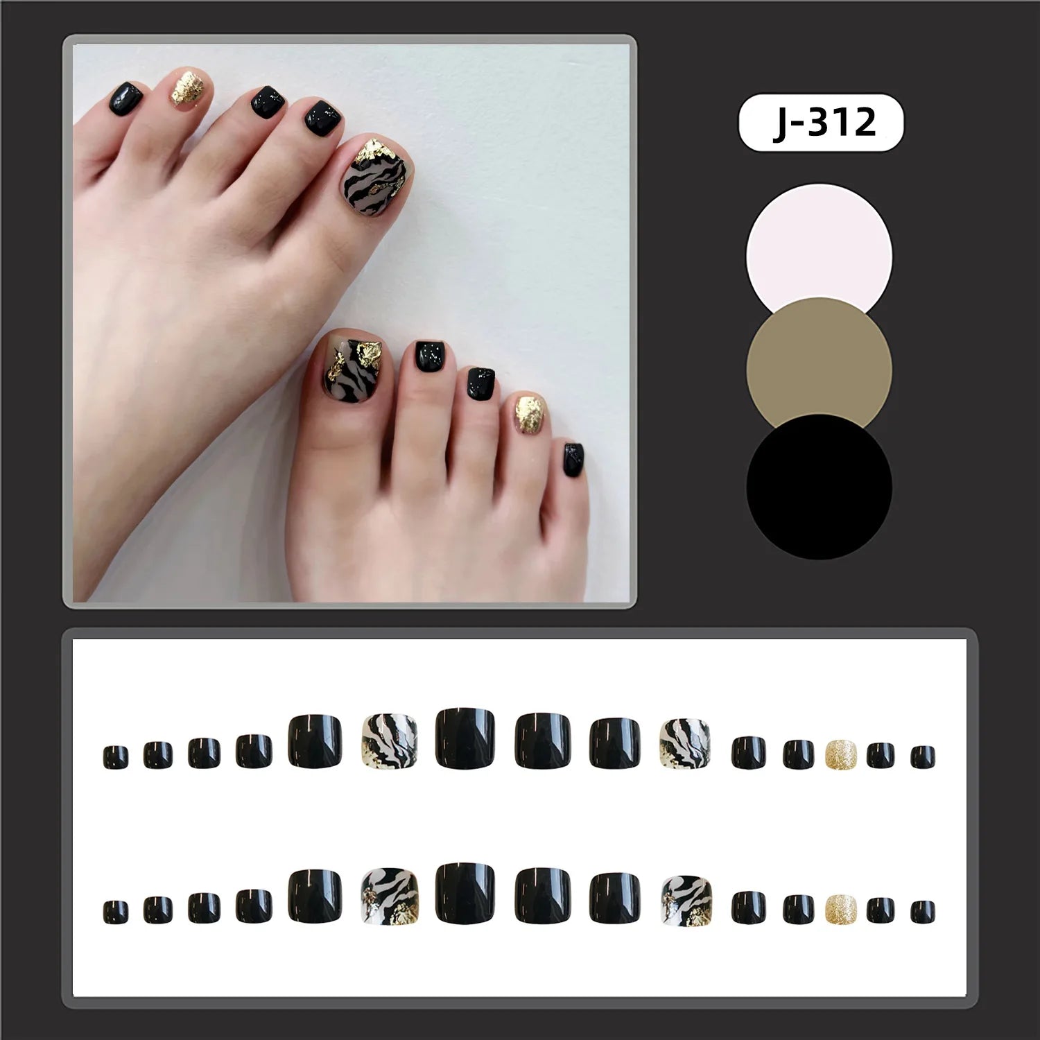 24pcs Flower Print Press on Toenails Summer Wearable False Toe Nails Wearable Spicy Girl Sweet Korean Style Fake Toenails