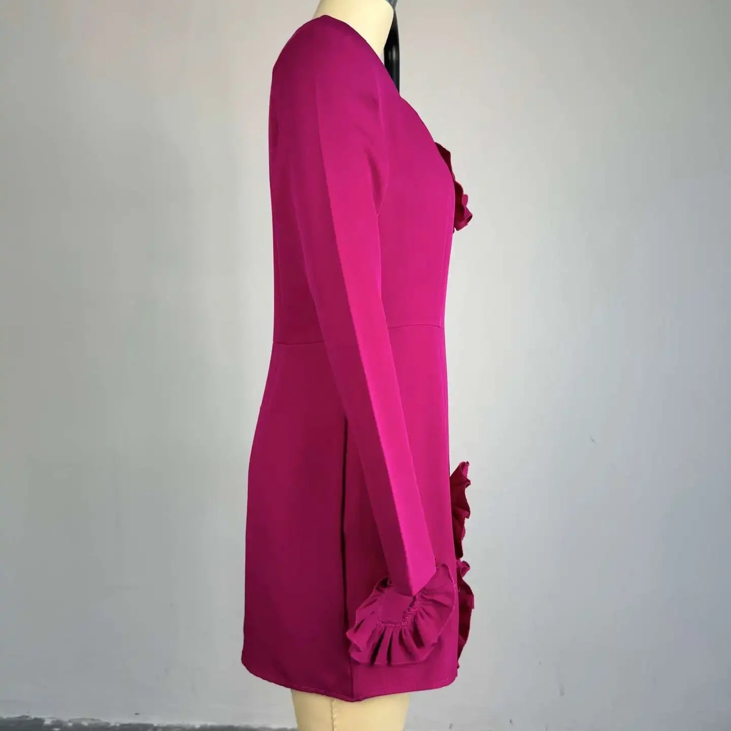 CM.YAYA Women Strapless Mult 3D Flower Long Sleeve Bodycon Mini Dress Sexy Birthday Evening Night Party Club Vestidos Dresses