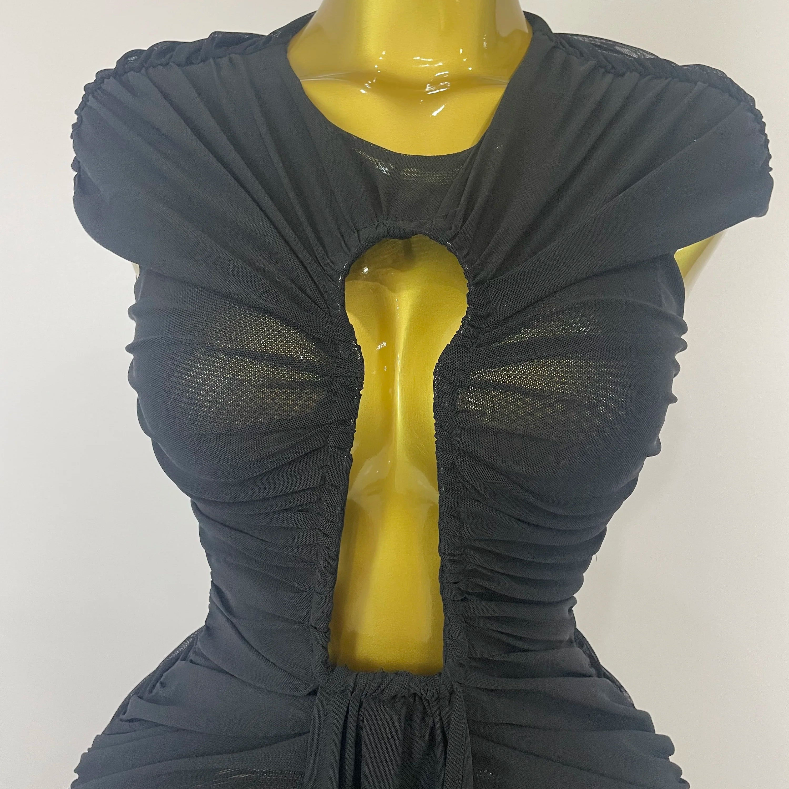 Sexy Sleeveless O-Neck Bodycon Mesh Long Dress 2025 Women Hollow Out Celebrate Fashion Show Celebrity Evening Party Club Dress