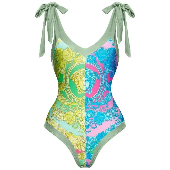 One Piece Swimsuit Women Swimwear Skirt Bowknot Cover Up Female Beachwear Dress New Brazilian Beach Bathing Suit