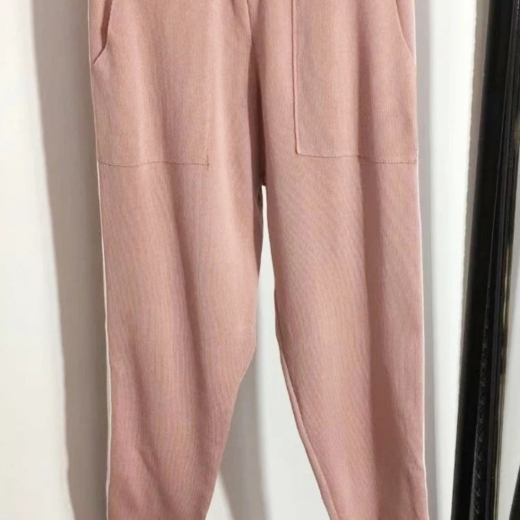 Knitted Hooded Sweater Hoodies Set For Women Autumn Winter Luxury Brand Designer Stitch Knitwear Pullover Tops Clothes