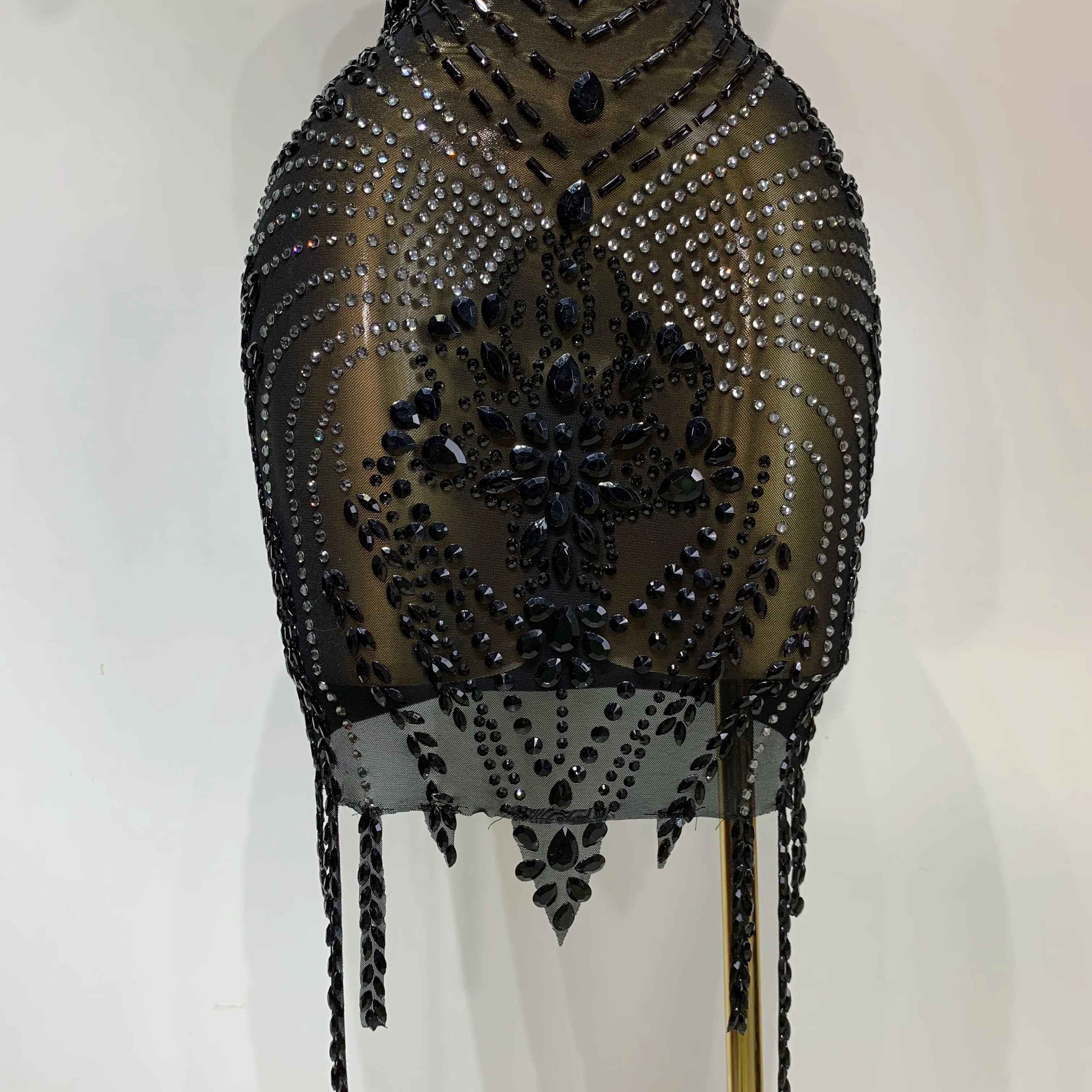 Women Sexy Stage Performance Outfit Sparkly Rhinestones Bodycon Dress Birthday Celebrate Evening Party Nightclub Mesh Dress