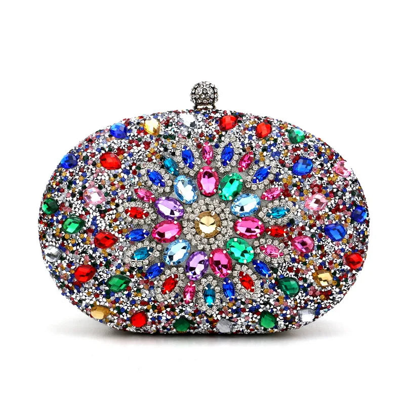 Rhinestones Women Bags Hollow Out Style Fashion Evening Bags Chain Shoulder Handbags Party Wedding Day Clutch Purse YM3108silvercolor
