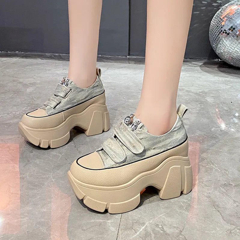 Chaussures pour femmes de haute qualité solide femmes vulcaniser chaussures en plein air femmes baskets talon plat plate-forme baskets Preppy