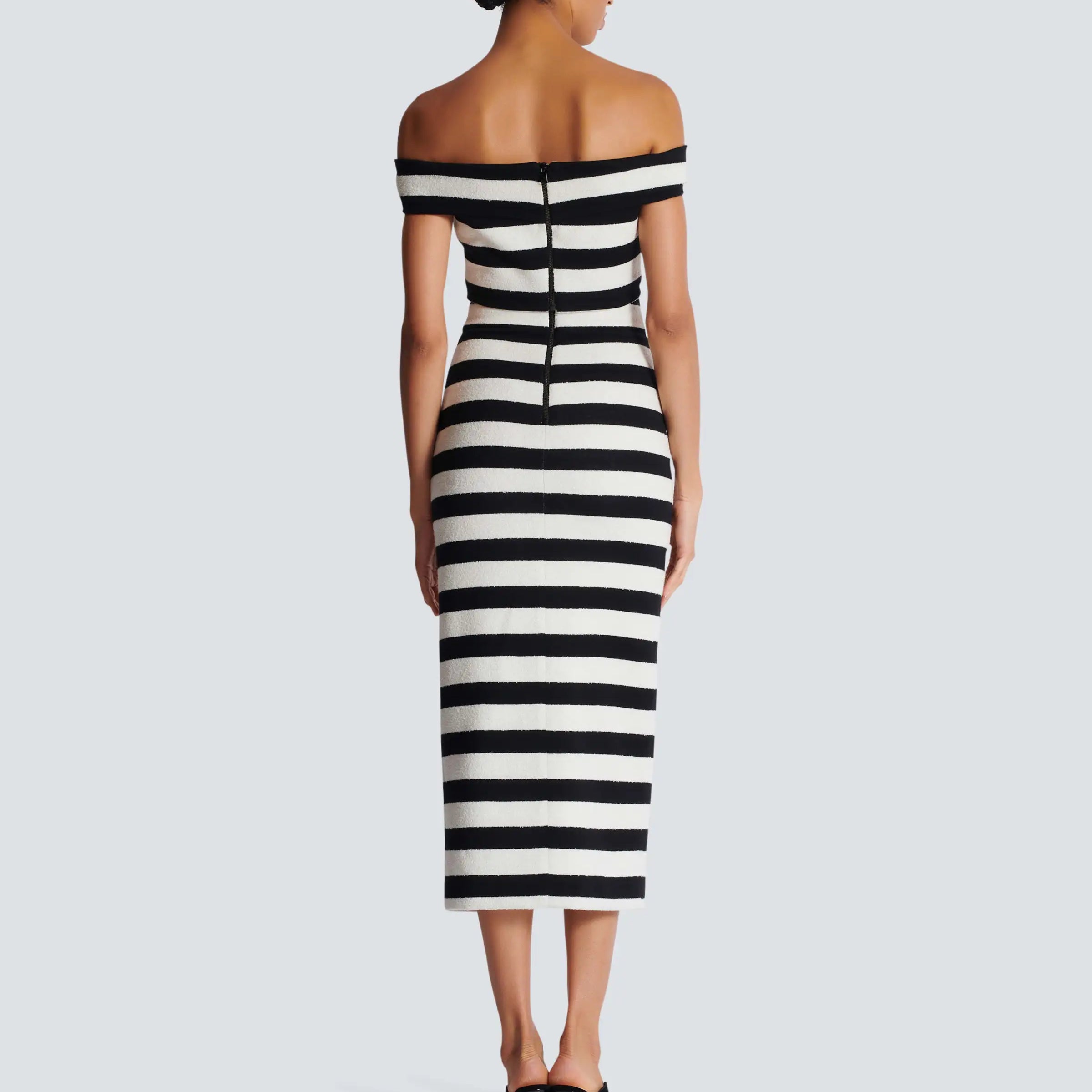 Women Sexy Slash Neck Striped 2 Pieces Bodycon Bandage Dress 2 Pieces Celebrate Evening Party Cocktail Dress
