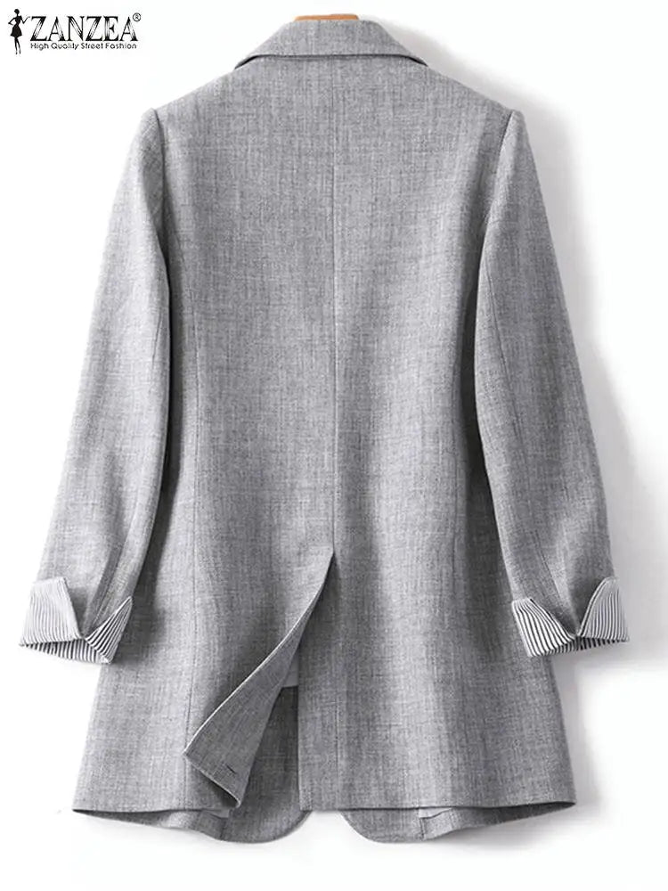 Fashion Office Women Blazer OL Casual Long Sleeve Coats Elegante Lapel Female Work Outwear Solid Simple Formal Suits