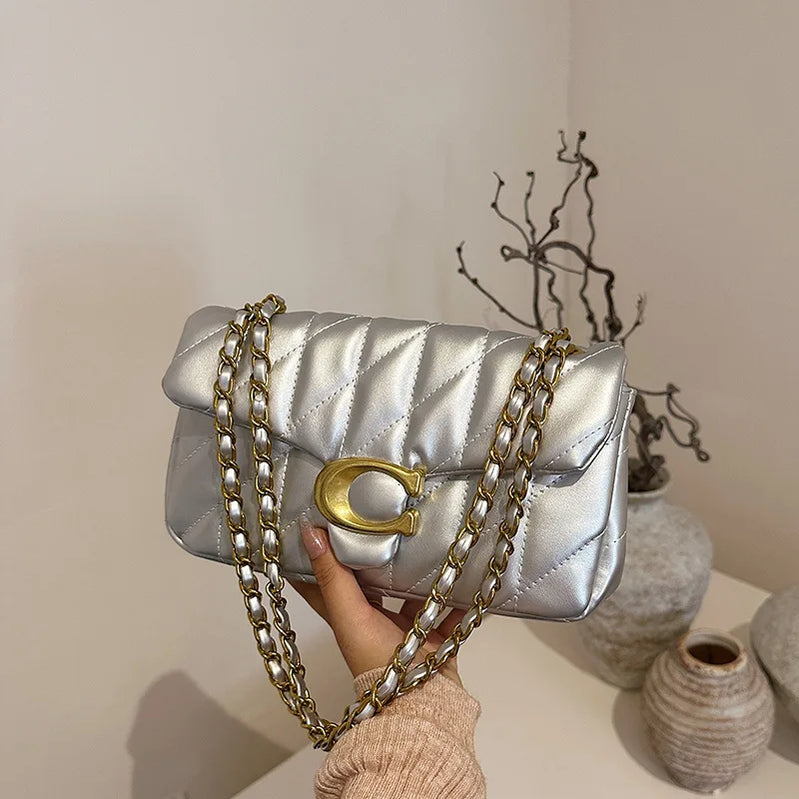 ‌2025 Luxury Quilted Crossbody Bag for Women, Chic Chain Strap Small Purse, Elegant Evening Casual Shoulder Bag