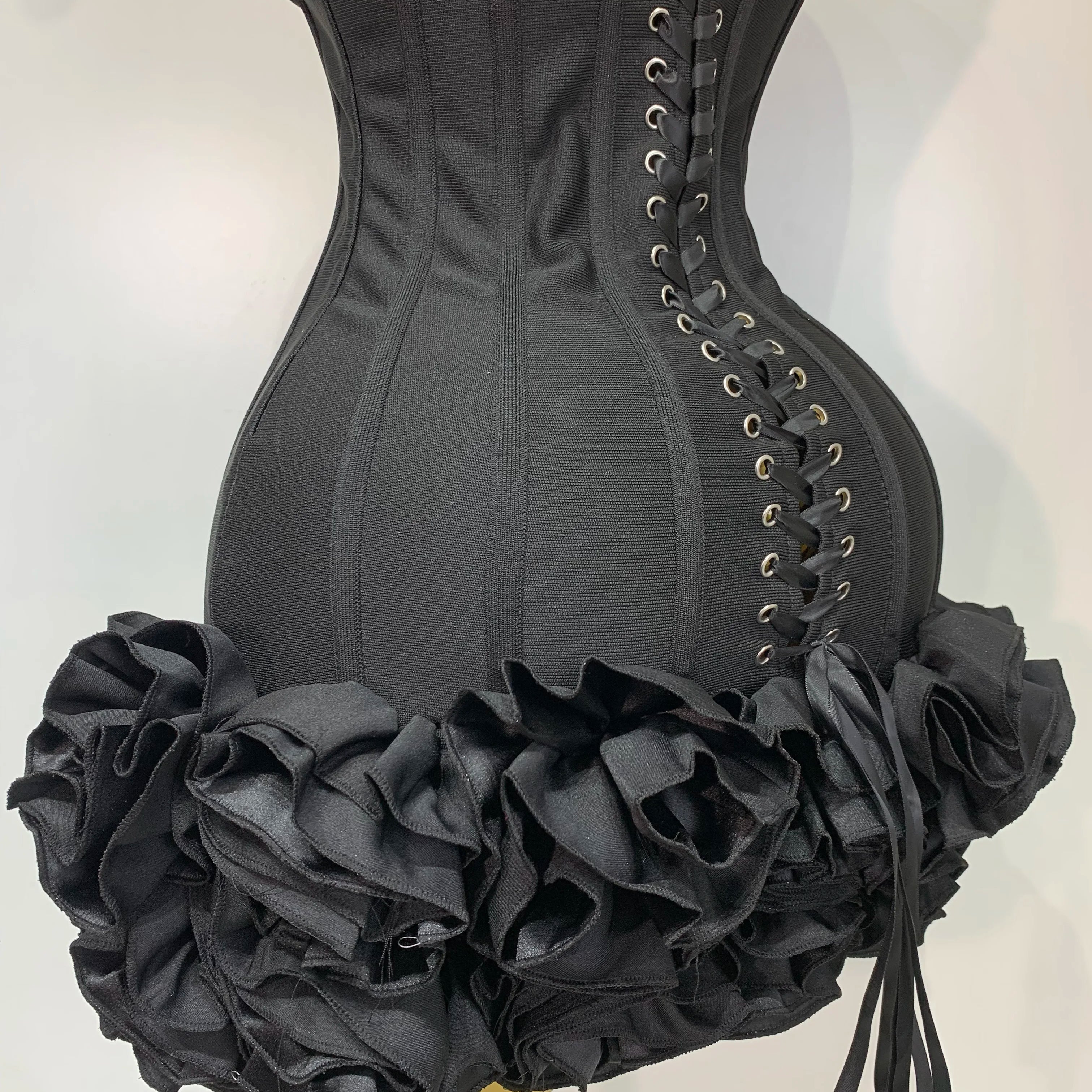 Women Evening Bandage Dress Strapless Bodycon Flowers Mini Celebrity Sexy Birthday Party Dresses Photo Shoot Nightclub Outfit