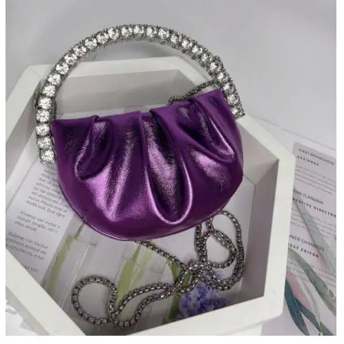Designer Rhinestones Clutch Purse Bag for Women Handle Bag Leather Shoulder Bag Purse Shiny Crystal Purses and Handbag 21