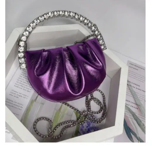 Designer Rhinestones Clutch Purse Bag for Women Handle Bag Leather Shoulder Bag Purse Shiny Crystal Purses and Handbag 21