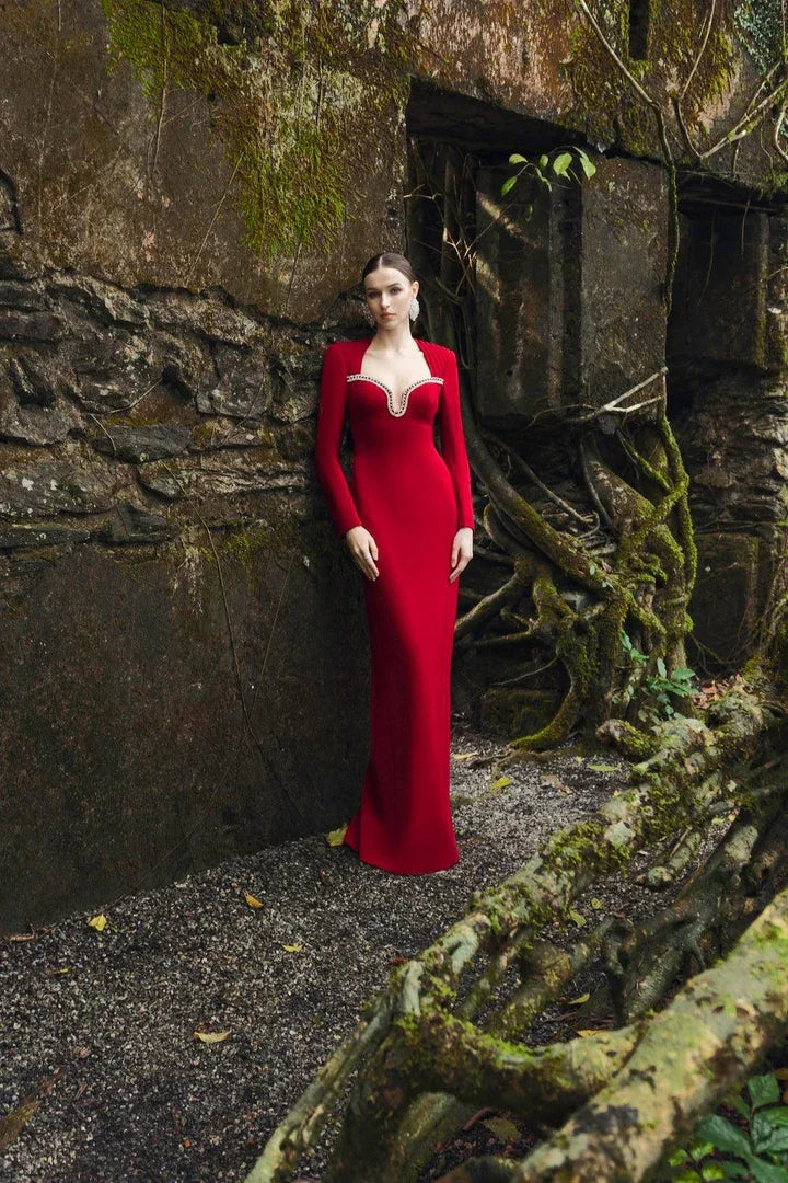 Style Women Long Sleeve Sexy Square Collar Shinning Diamond Bodycon Long Bandage Dress Elegant Evening Mermaid Outfit