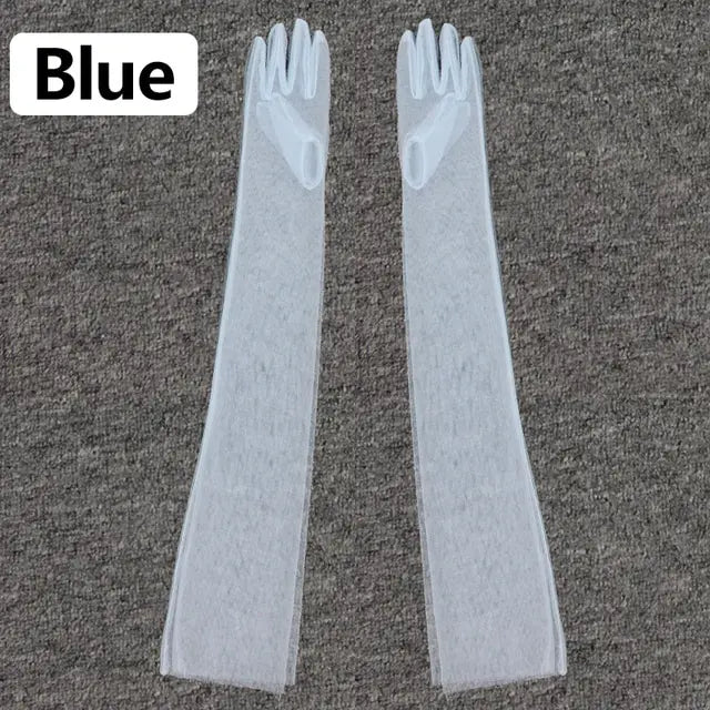 Wedding Dress Luxury Atmosphere Gloves Bride Gloves Long Double Row Gloves Wedding Gloves Winter Blue CHINA