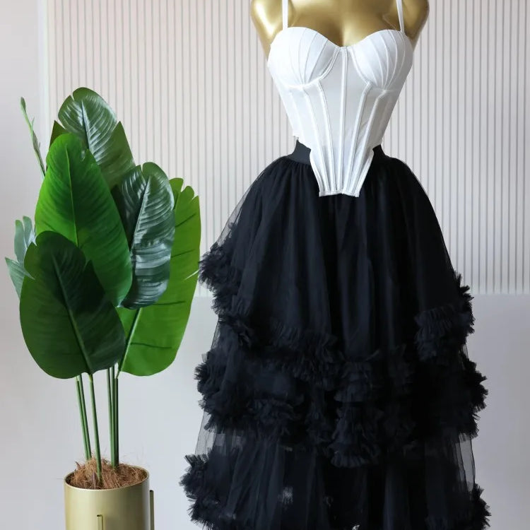 CM.YAYA Women's Dress Set Sleeveless Strap Tops and Pleated Tiered Skirts Suit Elegant Vacation Birthday Two 2 Piece Set Outfits