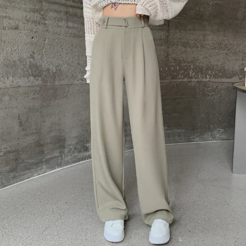 Seoulish High Waist New Suit Wide Leg Women‘s Full Pants Spring Summer Female Elegant Minimalism Straight Loose Trousers