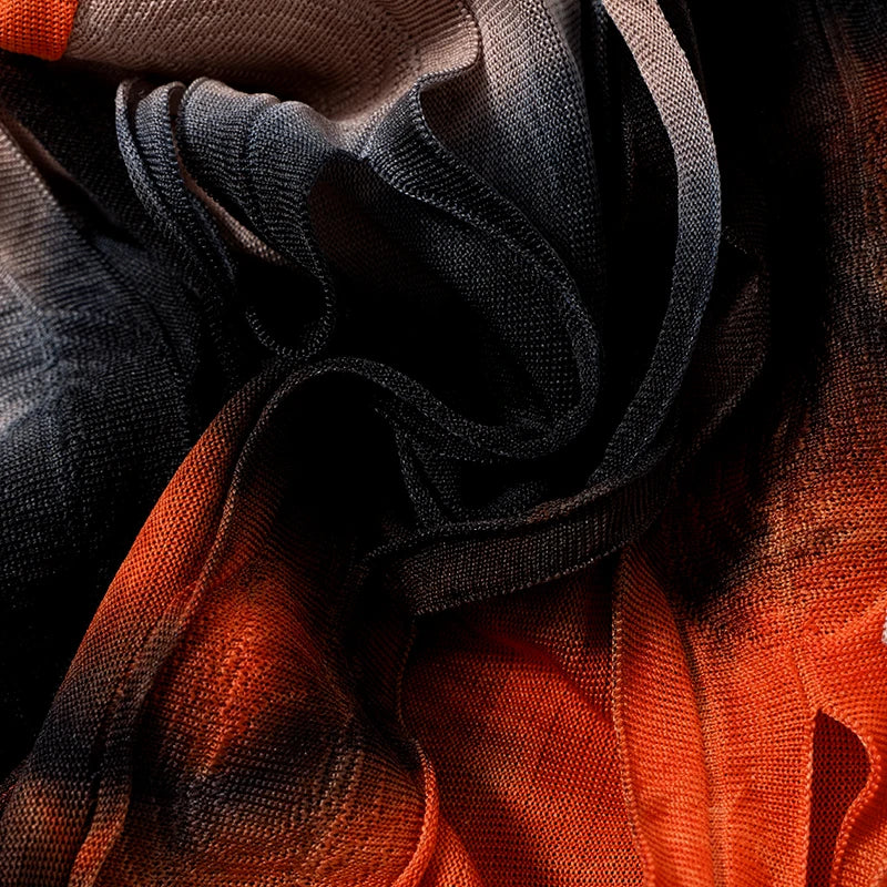 Autumn Tie-Dyed Collision Tassel High Waist Pants Skinny Casual Flared Trousers Women Slim Peculiar Fashion Streetwear