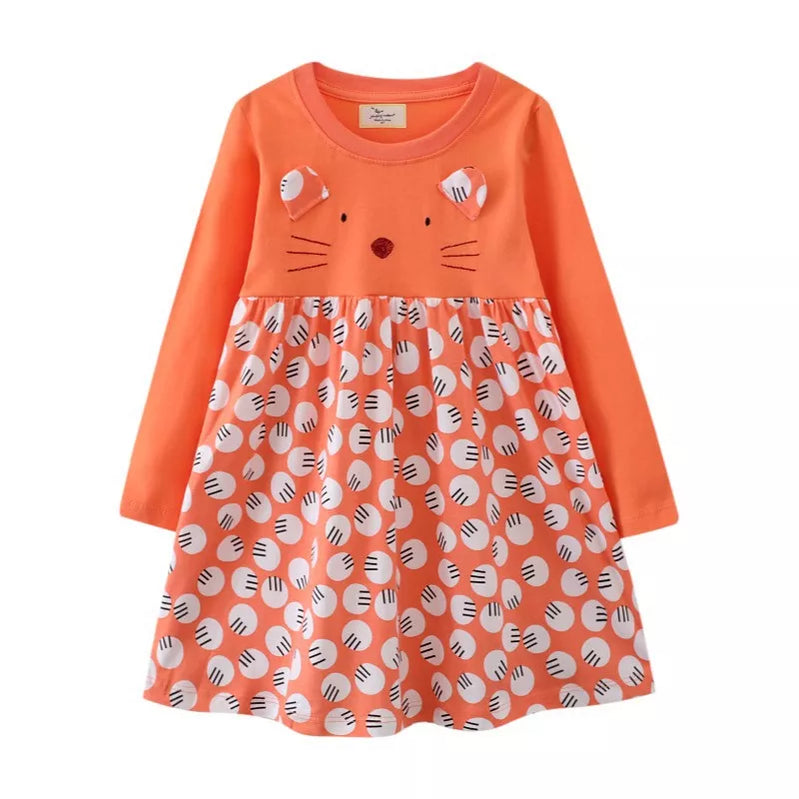 Children's Princess Unicorn Dresses For Autumn Spring Long Sleeve Baby Costume Birthday Toddler Kids Frocks T7397