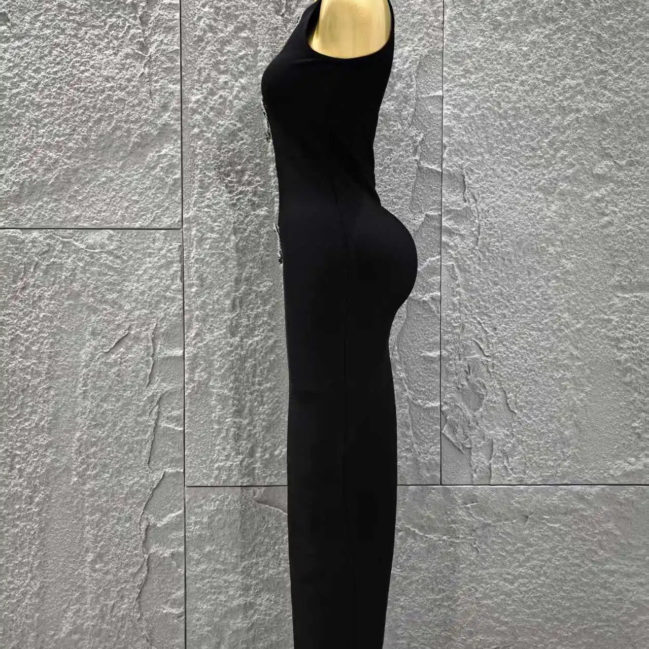 Top Quality Women Sleeveless Sexy Keyholes Shinning Diamond Bodycon Long Bandage Dress Evening Party Celebrate Cocktail Dress