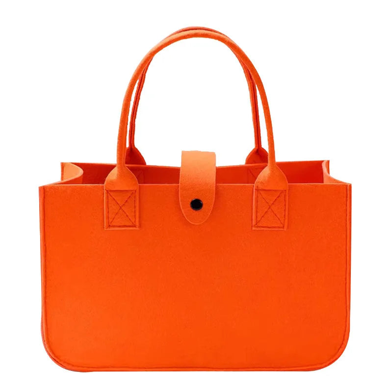 Fashion Women Winter Bag Felt Cloth Hand Bag Female Large Capacity Tote Bag Ladies Solid Color Travel Shopping Purses orange