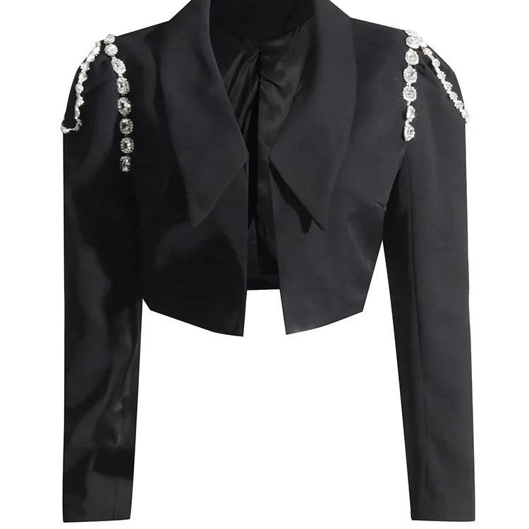 TWOTWINSTYLE SLANGENDE SOLIDE BLAZERS VOOR DRAAG RAPEL LEEGEL Lange mouw Patchwork Diamond Temperament Blazer vrouwelijke modekleding nieuw