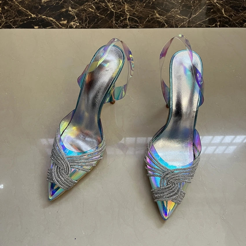 Luxury Rhinestone Women Pumps Wedding Shoes Fashion Clear PVC Sexy High heels Sandals Elegant Summer Party Bridal Shoes Woman BZ-DF mixed
