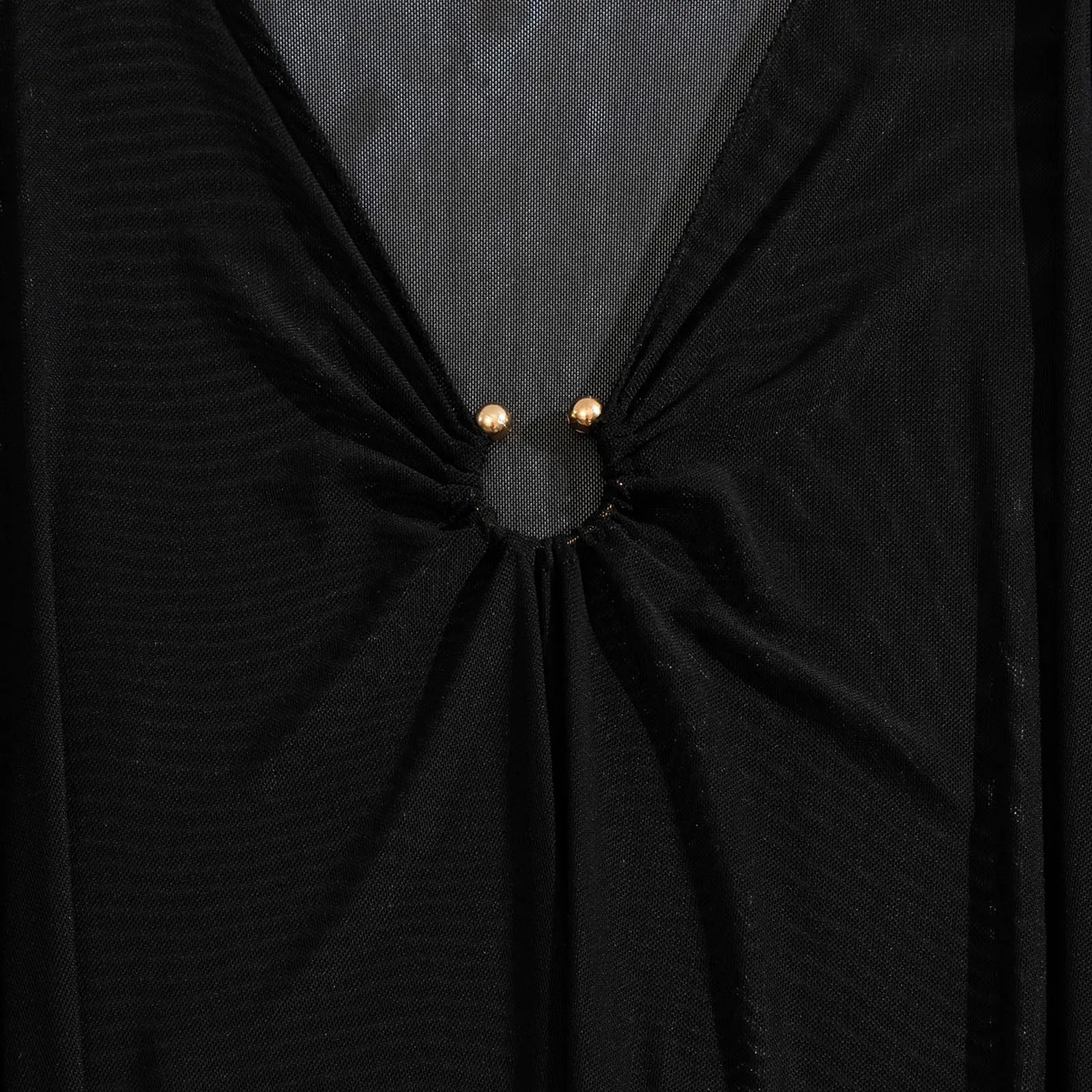 Women Ring Linked Sheer Mesh Cover Up Dress Cover Up Mini Dress Beach Wrap Bikini Shiny Wraps Swimwear Dresses