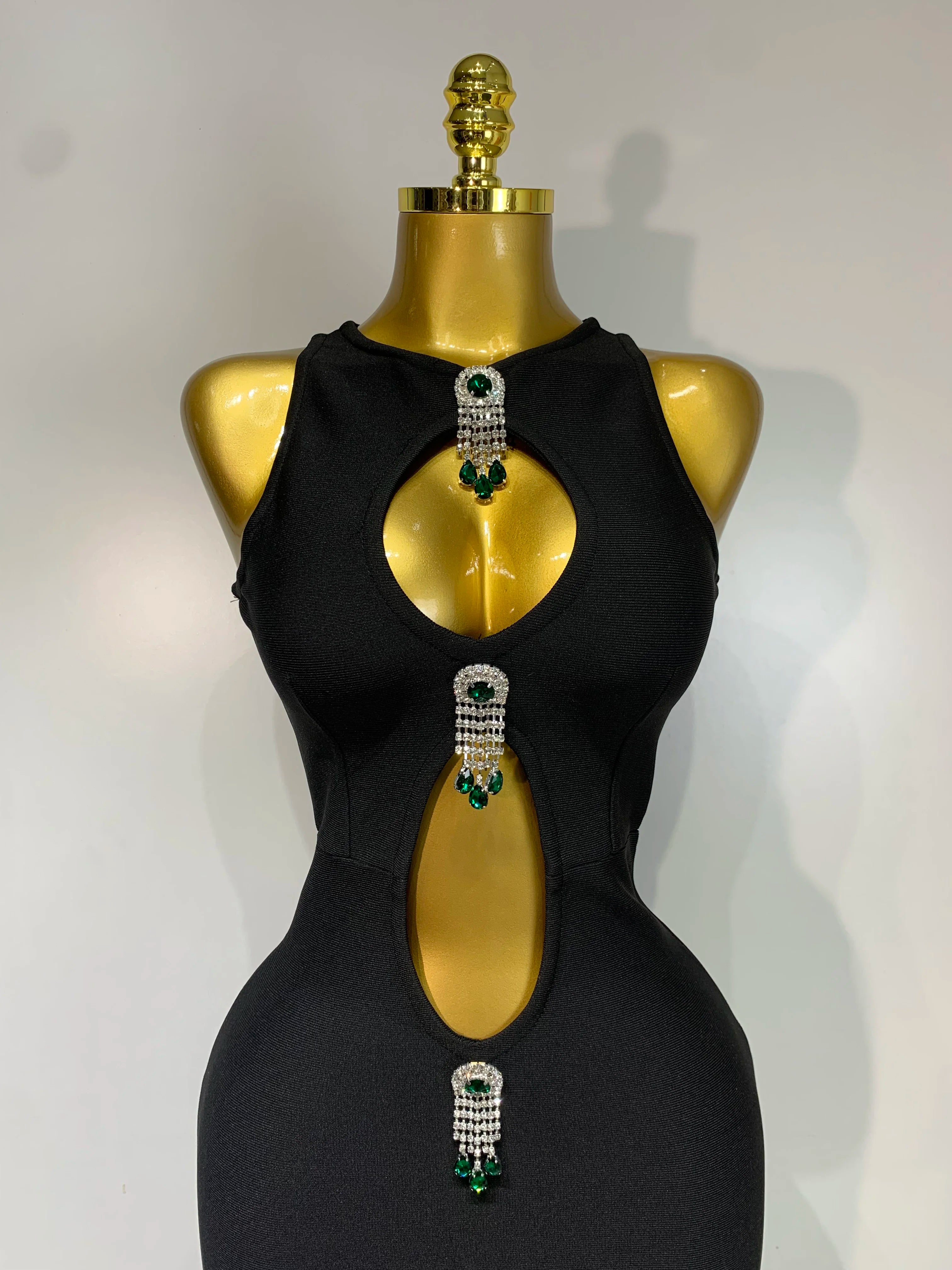 Women Celebrity Sexy Cut Out Diamonds Black Long Bodycon Bandage Dress 2025 Elegant Evening Club Party Luxury Birthday Dresses