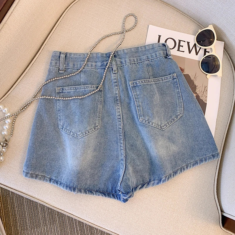 Plus Size L-4XL Denim Shorts For Women High Waist Fashion Summer Jean Pants High Street Y2K Clothing Free Shipping Skirt Short