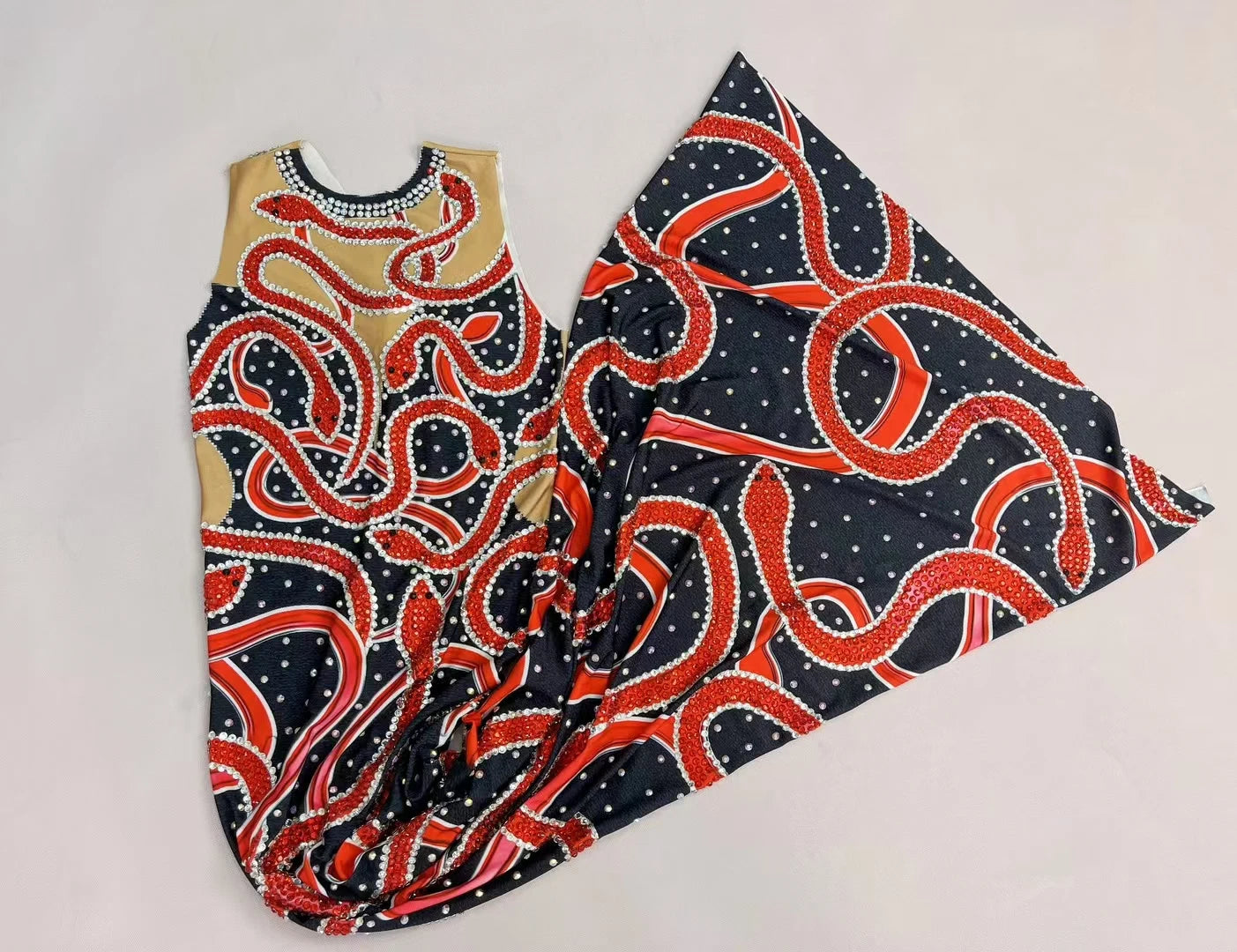 Sexy Red Snake Pattern Sparkly Rhinestone Party Maxi Dress For Women Club Show Skinny Chic Dress Event Evening Dress Hongshewu