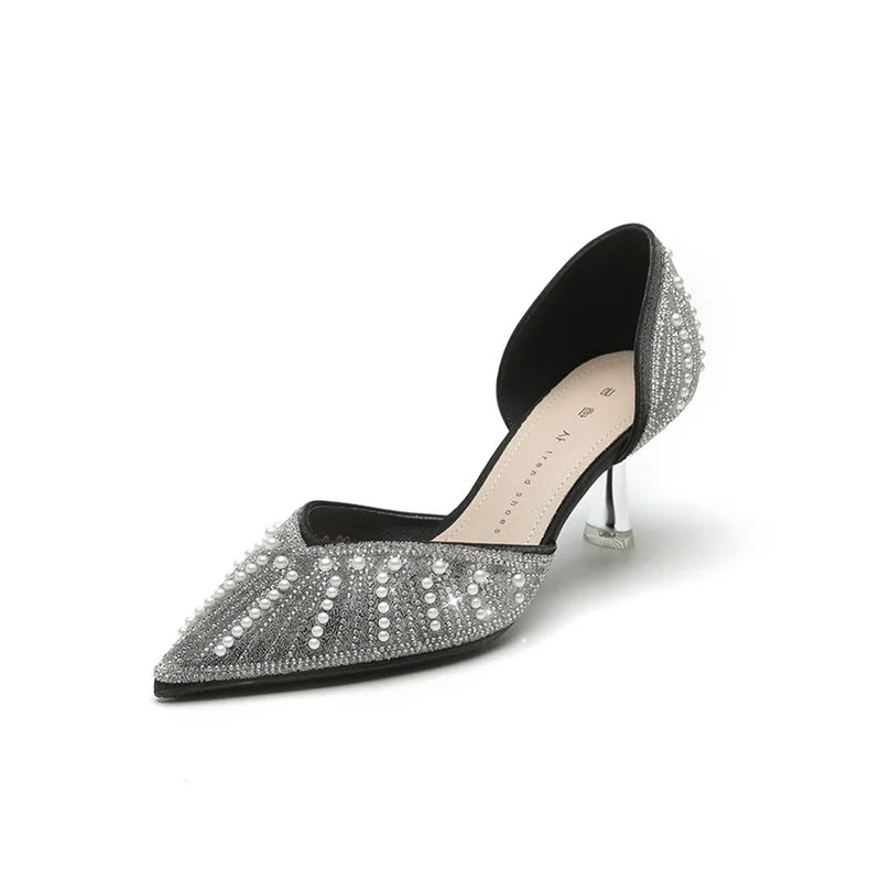 6CM Pointed Toe Bride Wedding Shoes Cinderella Prom Rhinestone Mary Janes High Heels Thin Heels Mary Jane Shoes