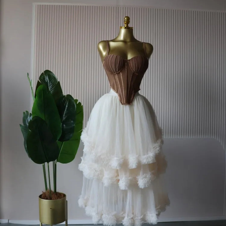 CM.YAYA Women's Dress Set Sleeveless Strap Tops and Pleated Tiered Skirts Suit Elegant Vacation Birthday Two 2 Piece Set Outfits