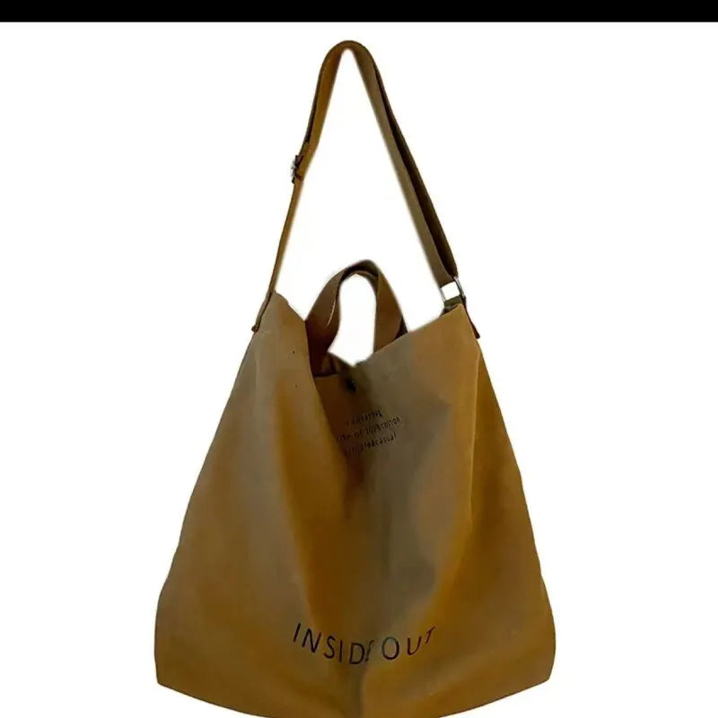 Canvas Crossbody Bags for Women Fashion Crossover Purse Cotton Shoulder Bag (Medium (longest side 30-50cm)) Khaki color